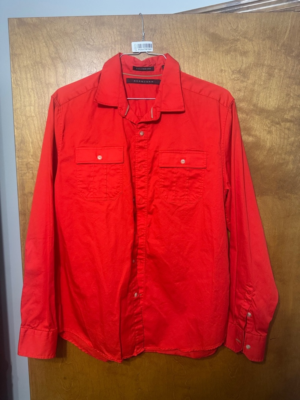 Sean John Red Long Sleeve Dress Shirt